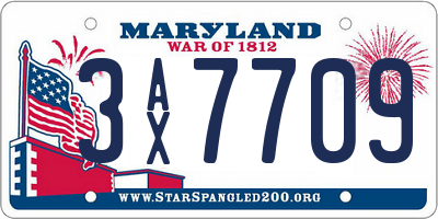 MD license plate 3AX7709
