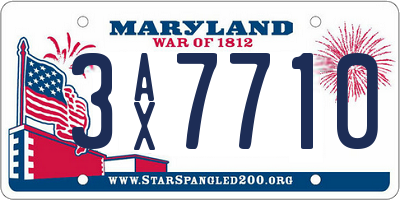 MD license plate 3AX7710