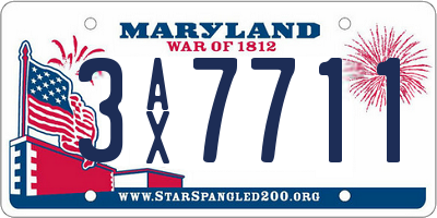 MD license plate 3AX7711