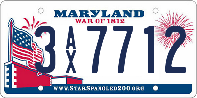 MD license plate 3AX7712