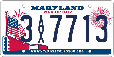 MD license plate 3AX7713