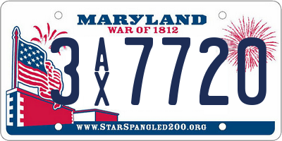 MD license plate 3AX7720