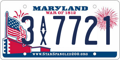 MD license plate 3AX7721