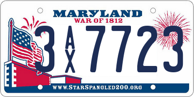 MD license plate 3AX7723