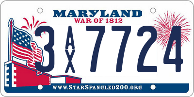 MD license plate 3AX7724