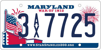 MD license plate 3AX7725