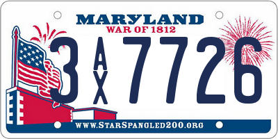 MD license plate 3AX7726