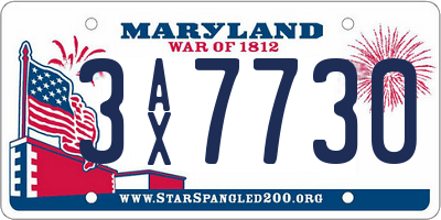 MD license plate 3AX7730