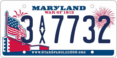 MD license plate 3AX7732