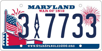 MD license plate 3AX7733