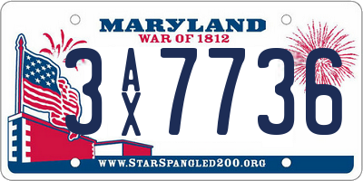 MD license plate 3AX7736