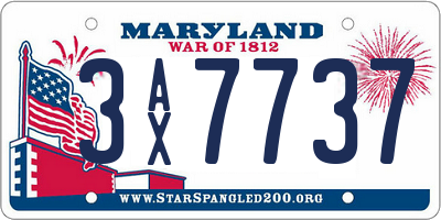 MD license plate 3AX7737