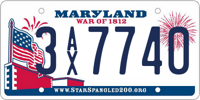 MD license plate 3AX7740