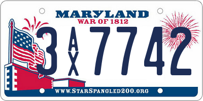 MD license plate 3AX7742
