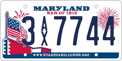 MD license plate 3AX7744