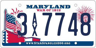 MD license plate 3AX7748
