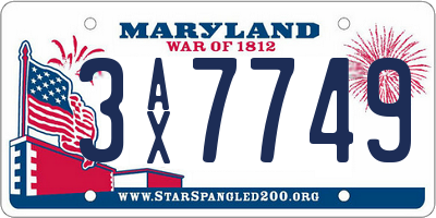 MD license plate 3AX7749
