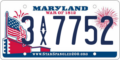 MD license plate 3AX7752