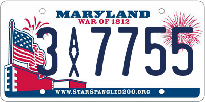 MD license plate 3AX7755