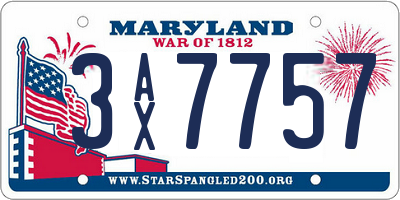 MD license plate 3AX7757