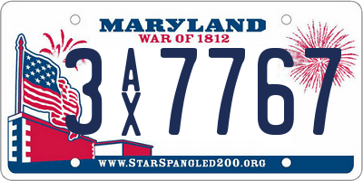 MD license plate 3AX7767
