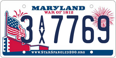 MD license plate 3AX7769