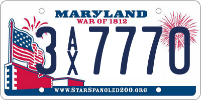 MD license plate 3AX7770