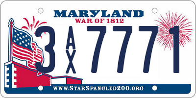 MD license plate 3AX7771