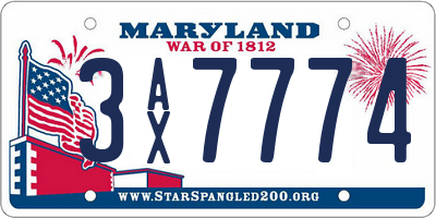 MD license plate 3AX7774