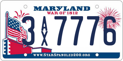 MD license plate 3AX7776