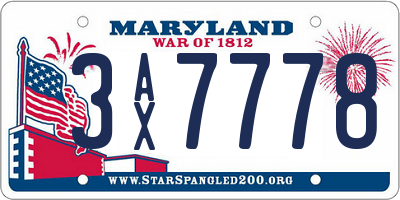 MD license plate 3AX7778