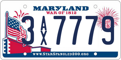 MD license plate 3AX7779