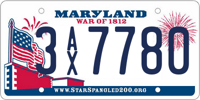 MD license plate 3AX7780