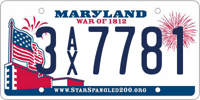 MD license plate 3AX7781