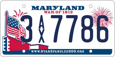 MD license plate 3AX7786