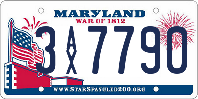 MD license plate 3AX7790