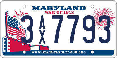 MD license plate 3AX7793