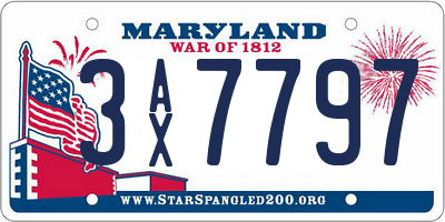 MD license plate 3AX7797