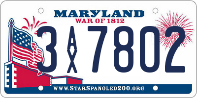 MD license plate 3AX7802