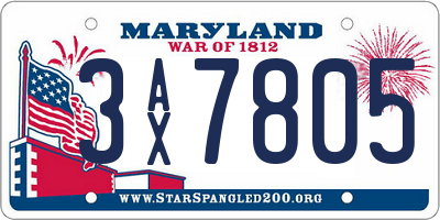 MD license plate 3AX7805