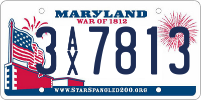 MD license plate 3AX7813