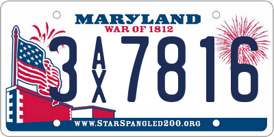 MD license plate 3AX7816