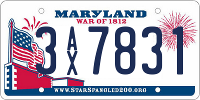 MD license plate 3AX7831