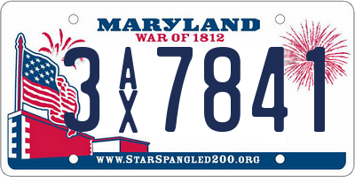 MD license plate 3AX7841