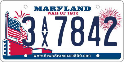 MD license plate 3AX7842