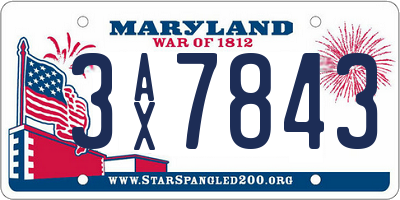 MD license plate 3AX7843