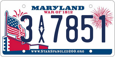 MD license plate 3AX7851