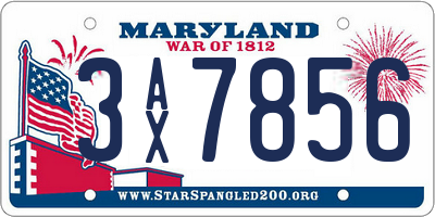 MD license plate 3AX7856