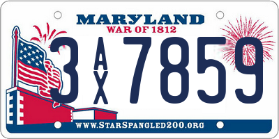 MD license plate 3AX7859