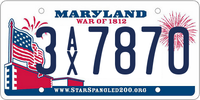 MD license plate 3AX7870